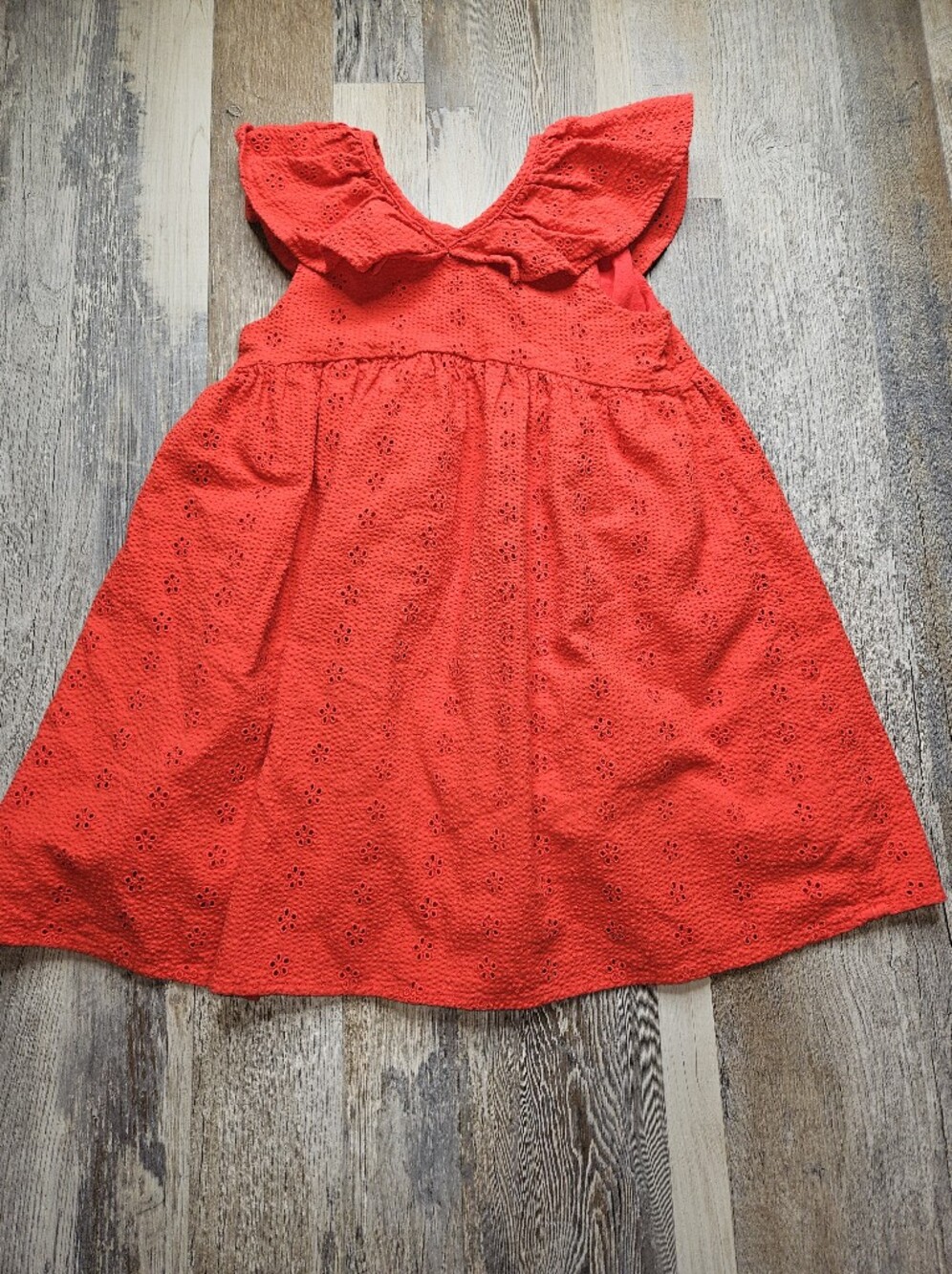 Next Girls Eyelet Lace Dress 4-5 Years Orange Red Color